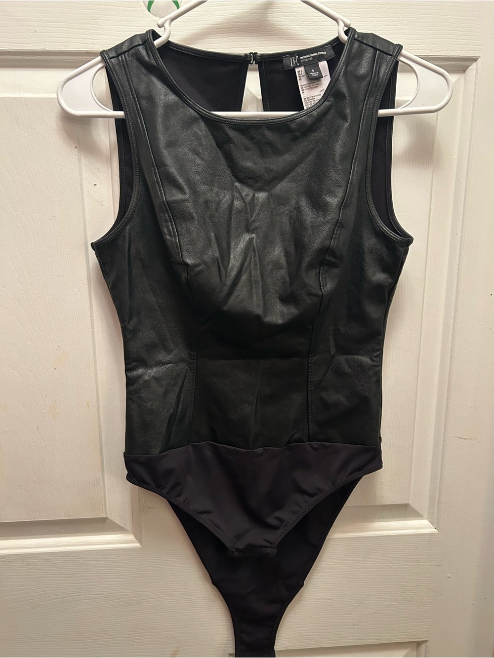 INC International Concepts Black Faux Leather Girls One-Piece Bodysuit